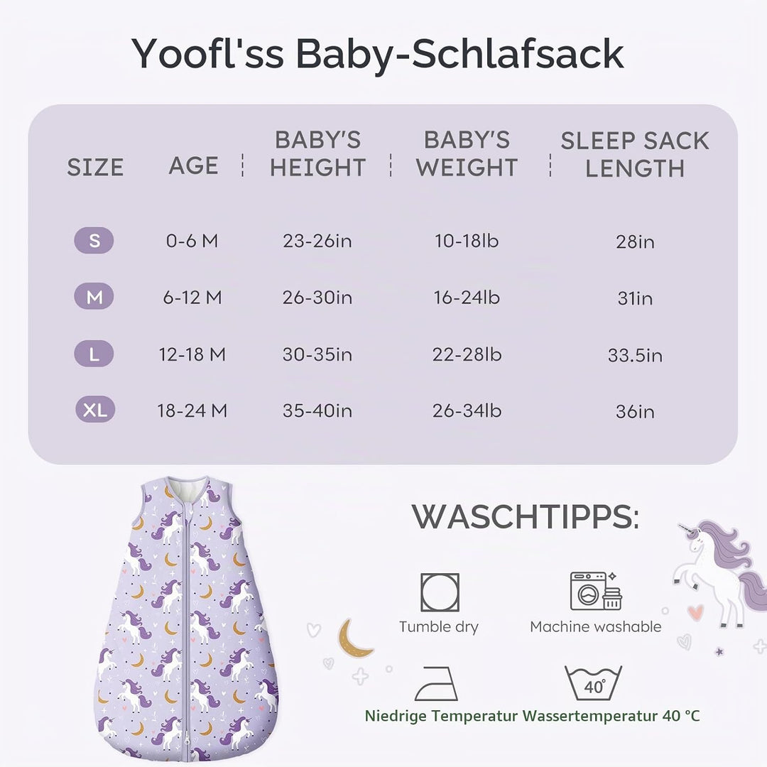 Yoofoss Schlafsack Baby Winter 2.5 Tog - 78cm/6-12 Monate Winterschlafsack Baumwolle Warm Babyschlaf