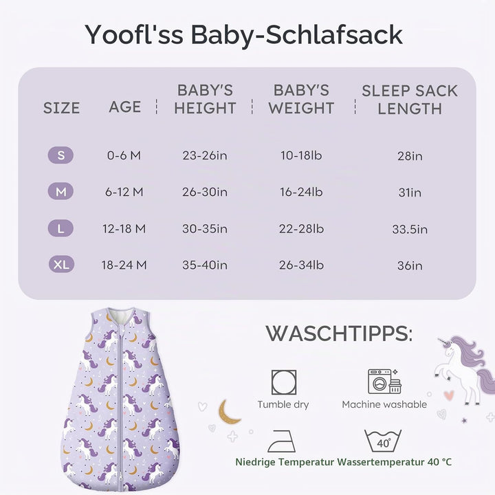 Yoofoss Schlafsack Baby Winter 2.5 Tog - 78cm/6-12 Monate Winterschlafsack Baumwolle Warm Babyschlaf