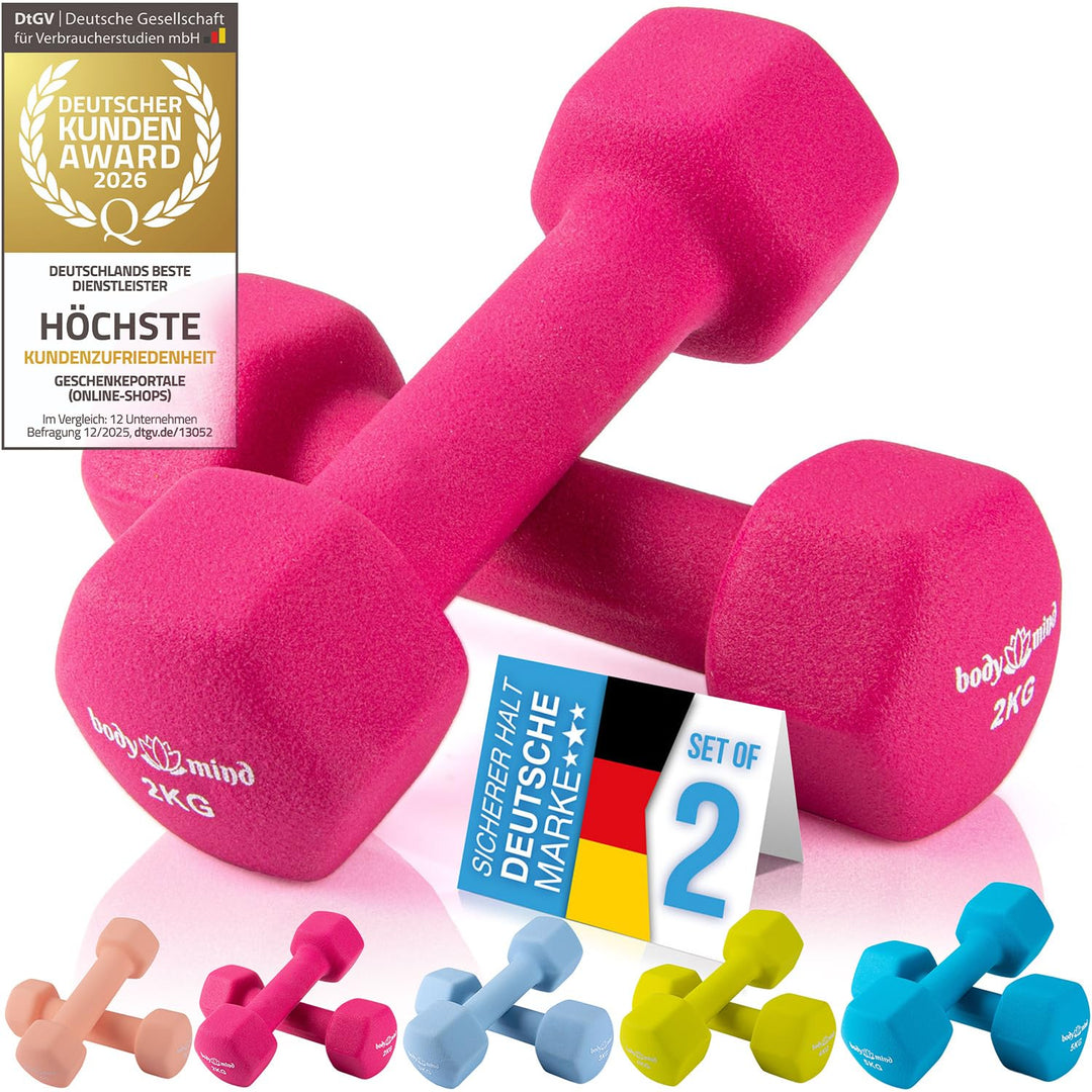 Body & Mind® Hanteln 2er Set Gymnastikhanteln Dumbbells Kurzhanteln; Effektives Krafttraining mit ve