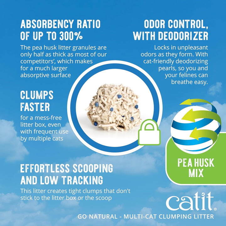 Catit Go Natural, Klumpendes Katzenstreu aus Erbsenhülsen, Vanilleduft, 6,4kg Vanille 6,4kg, Vanille