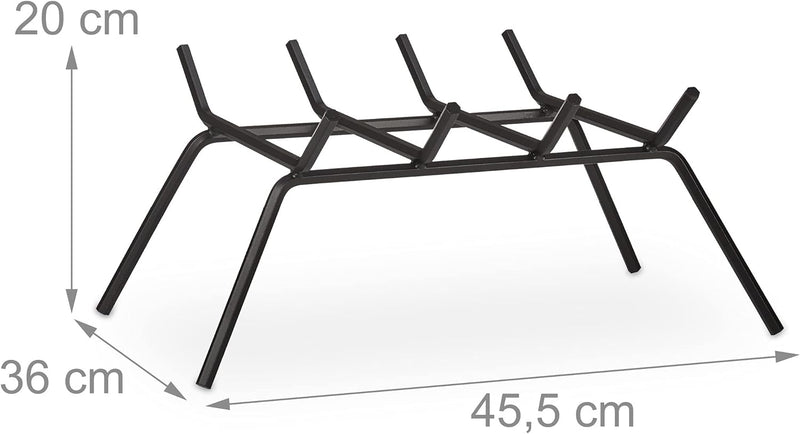 Relaxdays Kamin Feuerrost, Schmiedeeisen, Feuerbock mit Füssen, eckig, robust, HBT: 20 x 45,5 x 36 c