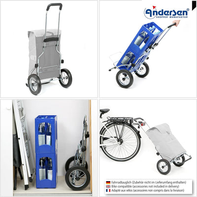 Andersen Einkaufstrolley Royal Stahl klappbar mit Metallspeichen-Rad Ø 25cm und 43 Liter Tasche Vekt