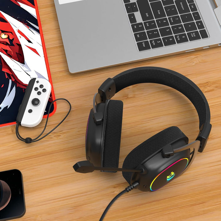 Redragon H510 AK RGB Gaming-Headset mit Kabel - 7.1 Surround Sound 53mm Audio-Treiber Memory Foam-Oh