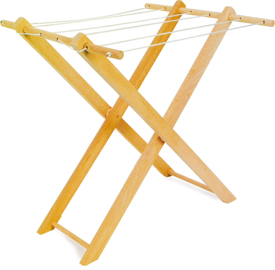 small foot 7252 Holzwäscheständer für Puppenkleider, mit sechs Wäscheleinen, zusammenklappbar, ab 3