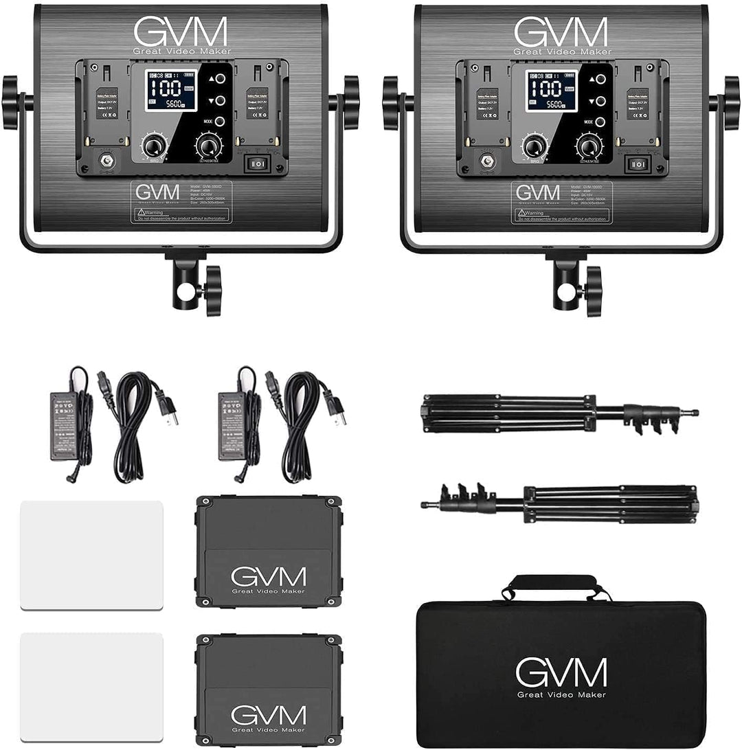 GVM 1000D RGB LED Videoleuchte mit Softbox, APP Steuerung LED Videobeleuchtung mit Stativ, 3200K-560