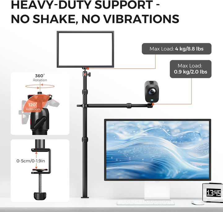 NearStream Kamera Tischhalterung mit Overhead Kamera Montagearm und 1/4" Kugelkopf für Video Aufnahm