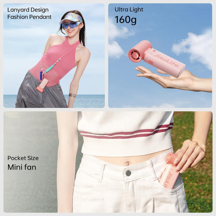 JISULIFE Mini Ventilator Handventilator, USB-aufladbarer Ventilator, persönliches Tragbarer Taschenv