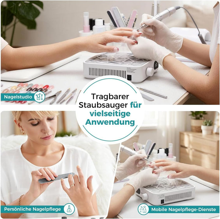 Janolia Nagelstaubsauger - Kabellos, 6000 U/min & 10-stufig Einstellbar, mit 30 Filterpapieren für S