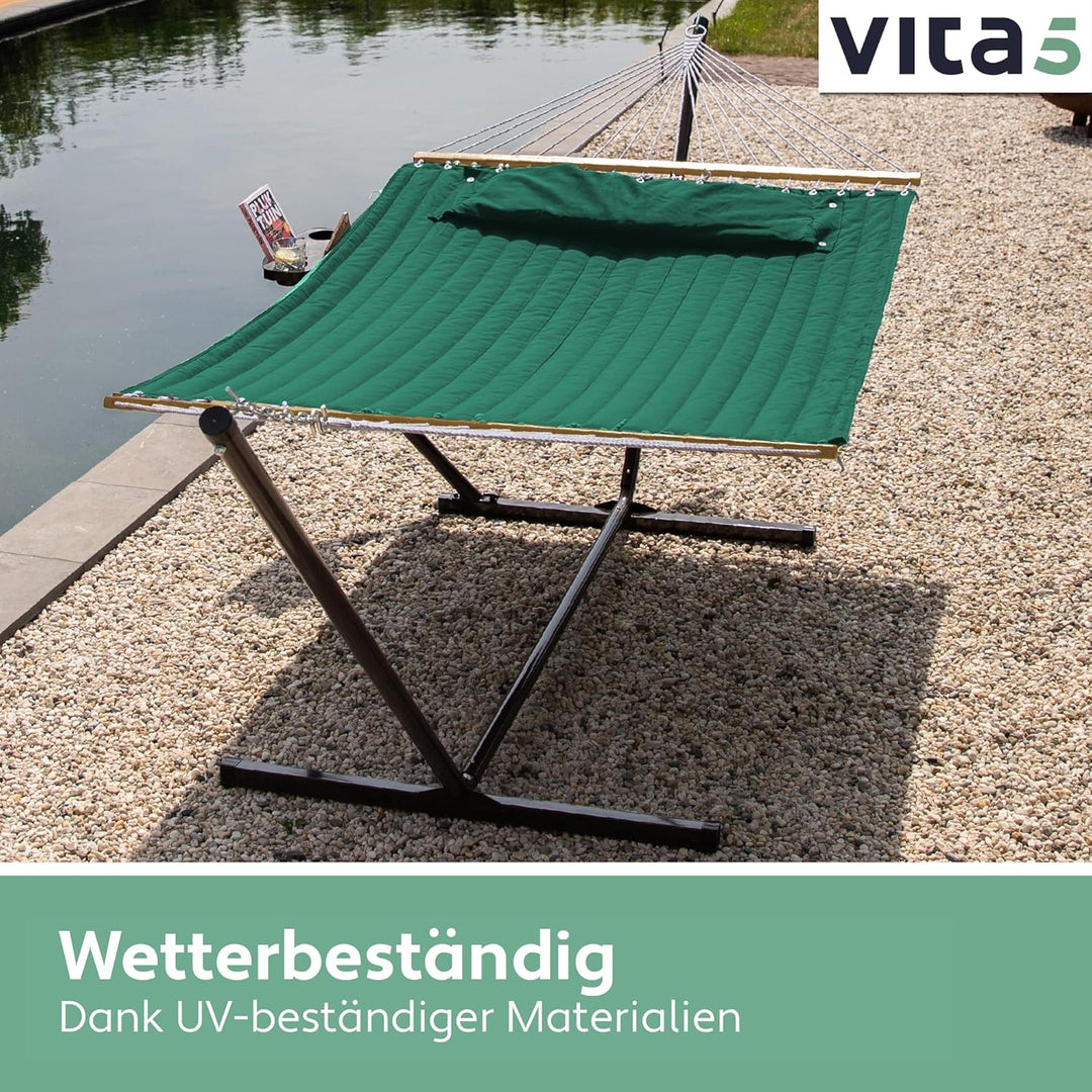 VITA5 Hängematte mit Gestell und Tisch - Hängematte Outdoor für den Garten, Pool & Balkon - Grosszüg