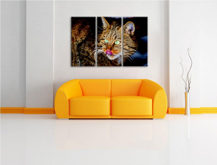 Dark schöne Manul in Schneelandschaft Spezial 3-Teiler Leinwandbild 120x80 Bild auf Leinwand, XXL ri