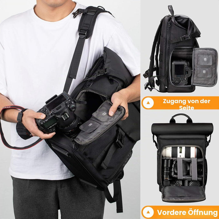 TARION Kamerarucksack Wasserdicht Fotorucksack Kameratasche DSLR Rucksack mit 15,6 Zoll Laptophülle