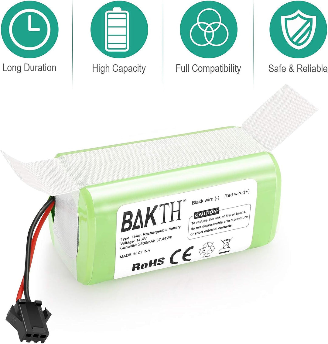 BAKTH 2600mAh 14.4V Ersatzakku für Ecovacs Deebot N79 N79S DN622, Kompatibel mit Eufy RoboVac 11, 11