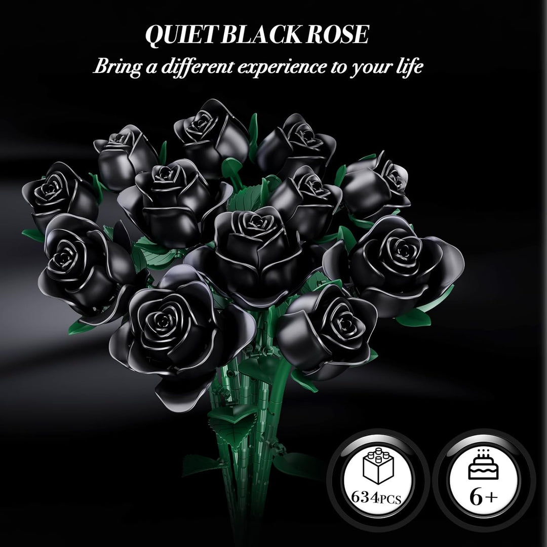 Blumenstrauss Bausatz, 12 künstliche Schwarz Rosen botanische Sammlung Baustein Lernspielzeug Gesche