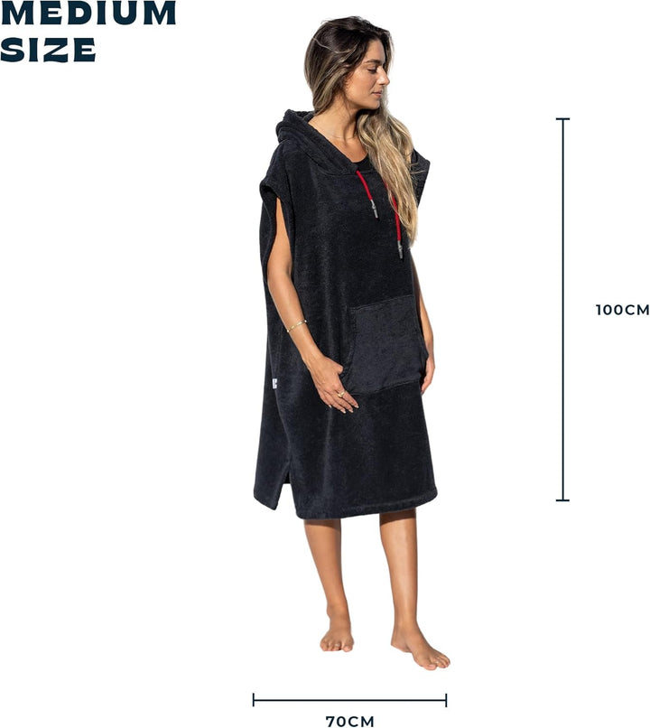 Pacifique Sud - Poncho Dunkelgrau ärmellos - Medium Grösse Coton - Made in Portugal