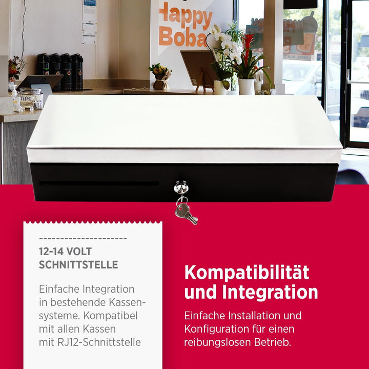 Olympia HS 170S Kassenschublade | Geldkassette abschliessbar mit Schlitz | RJ12-kompatibel | 8 Münz-