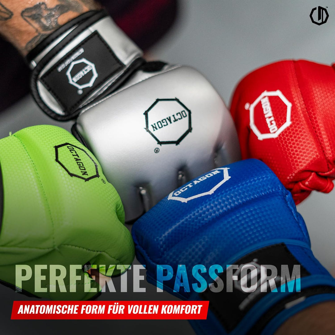 MMA Handschuhe - Kampfsport Training Grappling - Kunstleder - Knöchel- und Gelenkschutz Blau S, Blau