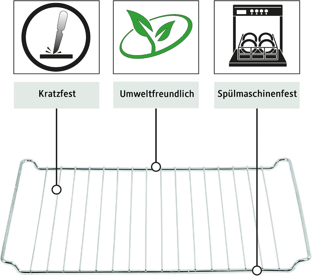 ICQN 45.5 x 37.5 cm Backbleche &amp; -Gitter Set, 3 cm Tief Emailliert Fettpfanne und Verchromt Backofen