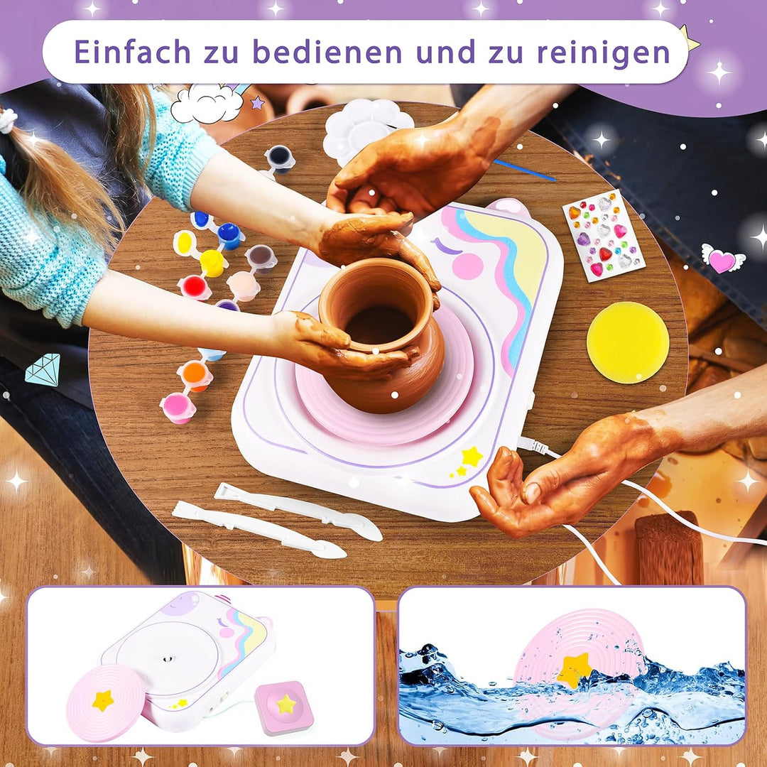 Töpferset für zuhause,Töpferscheibe Elektrisch für Kinder,töpferscheibe für zuhause,ton Werkzeug Set
