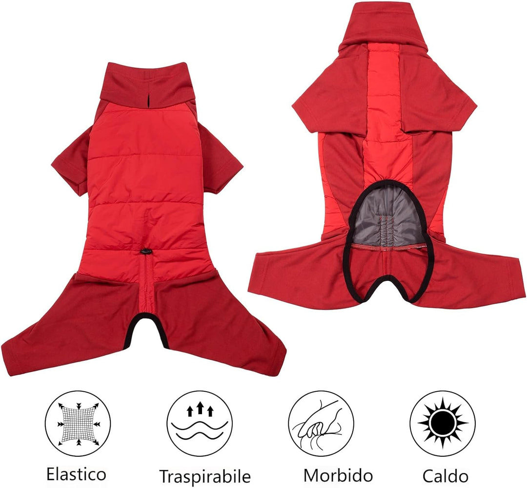 Dotoner Winter Hundemantel mit Beinen, Elastischer Hundejacke Hund-Overall Fleecefutter Warm, Winddi