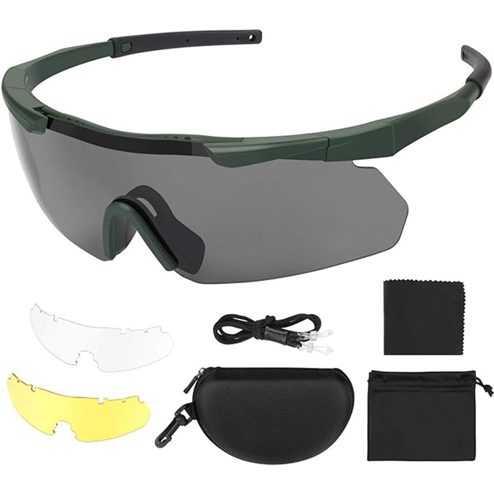 Feyachi Schutzbrille mit 3 Austauschbaren Beschlagfrei &amp; Kratzfest Gläsern, Schiessbrille für Sports