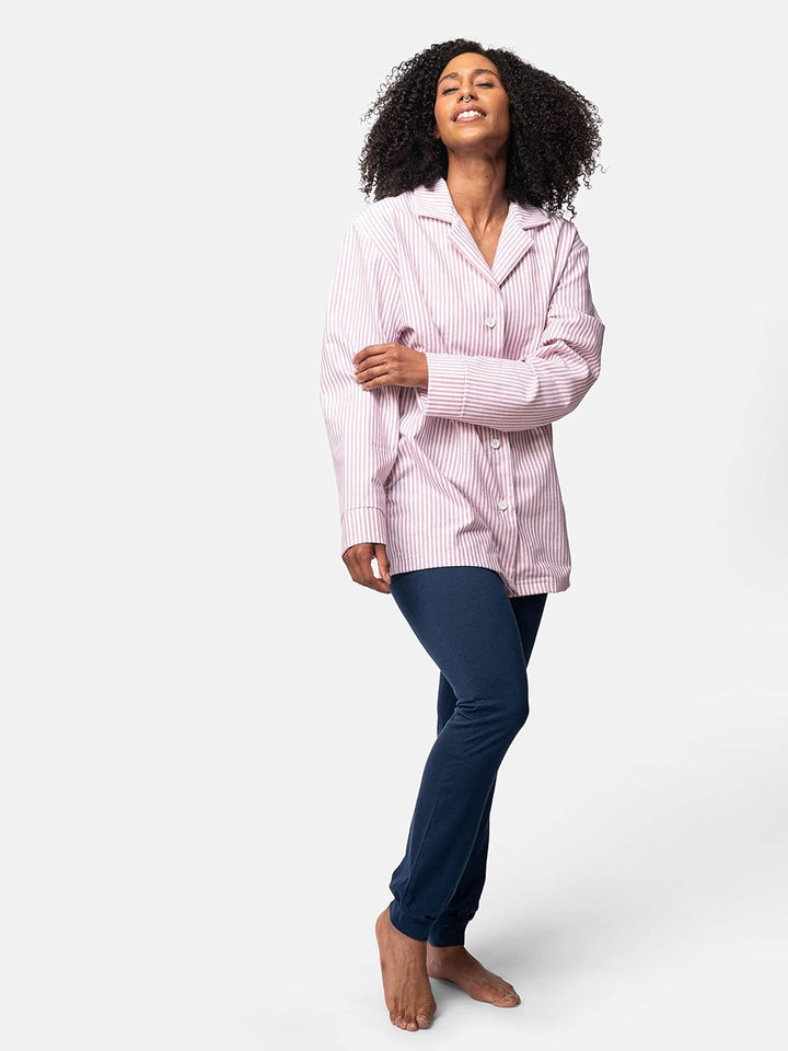 greenjama Damen Pyjama-Hemd, GOTS-Zertifiziert Pyjamaoberteil 36 Grape, 36 Grape