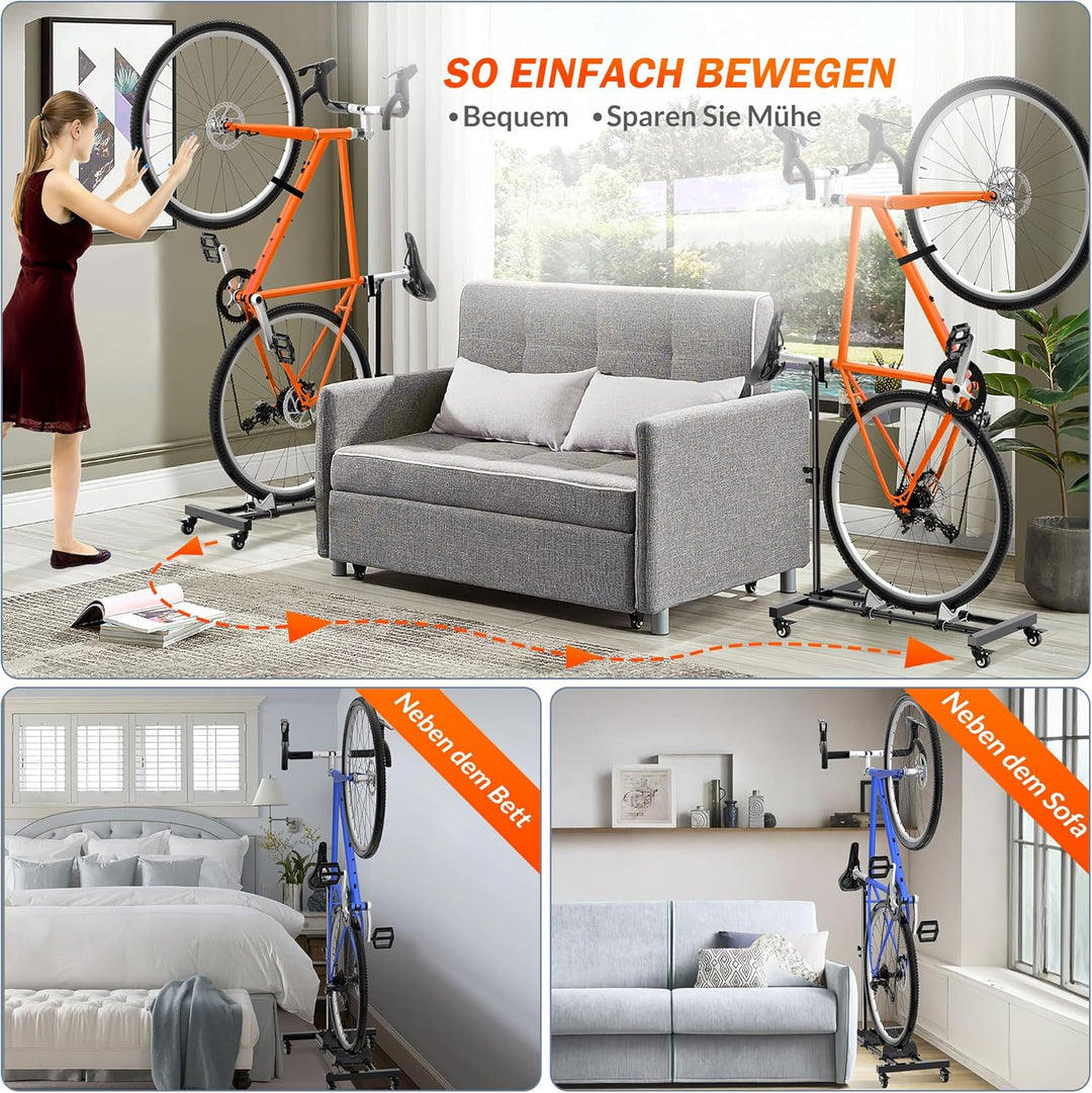 Vertikaler Fahrradständer, Freistehender Indoor-Fahrradständer Aufrechter Fahrradbodenständer mit ei