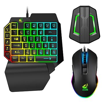 Einhandverdrahtete mechanische Feel-Tastatur mit Hintergrundbeleuchtung+RGB Gaming Mouse +LED-Wandle