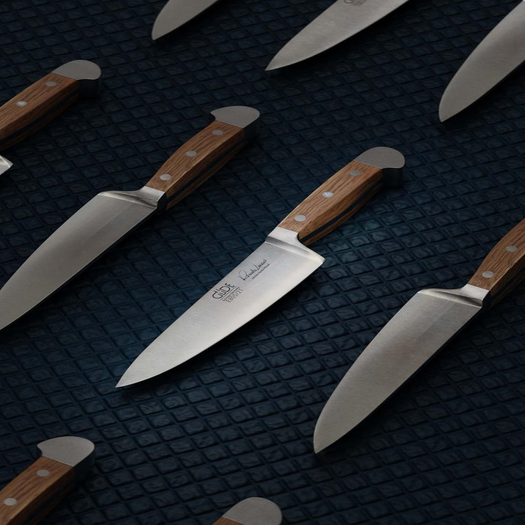 Güde Alpha-Eiche Serie Klingenlänge: 21 cm Fasseichenholz Kochmesser, Chromstahl, E805/21, Kochmesse