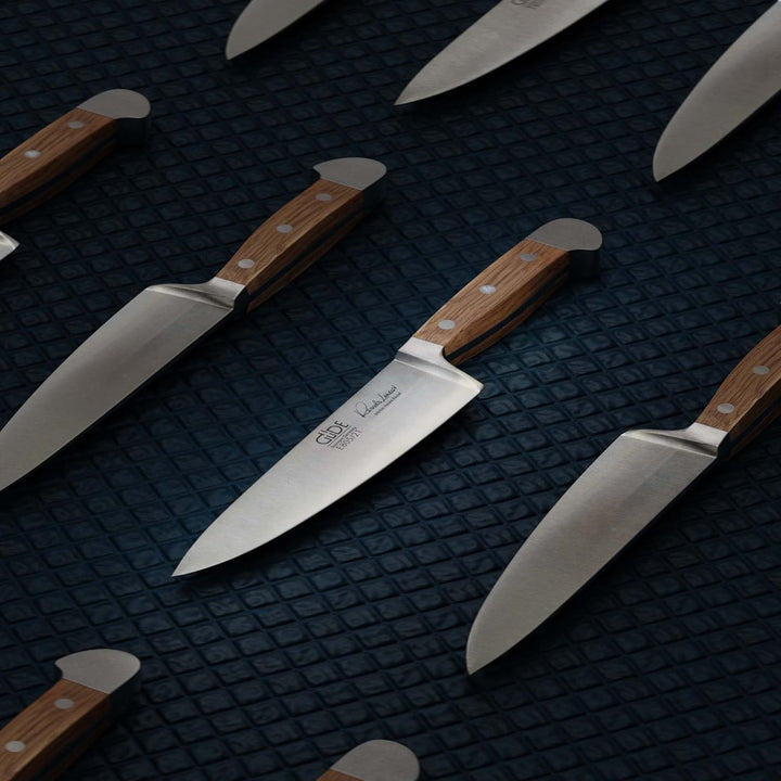 Güde Alpha-Eiche Serie Klingenlänge: 21 cm Fasseichenholz Kochmesser, Chromstahl, E805/21, Kochmesse