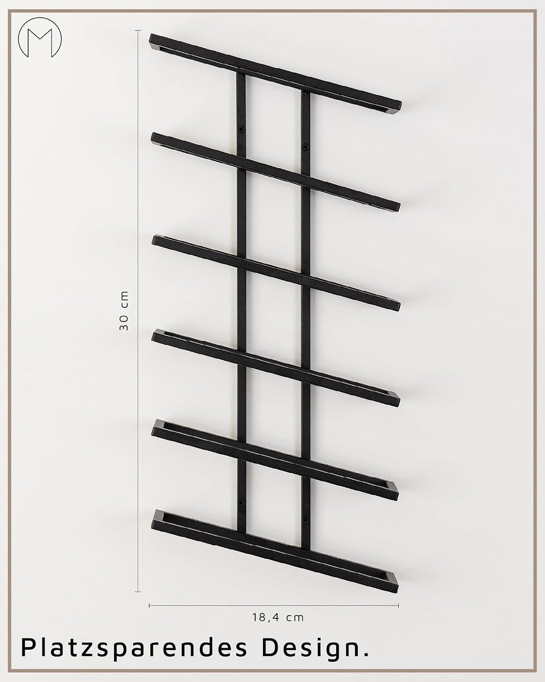 Metallbude Weinregal VINIA - Schwarz - Minimalistisches Weinregal aus Metall mit Wandmontage - 6 Fla
