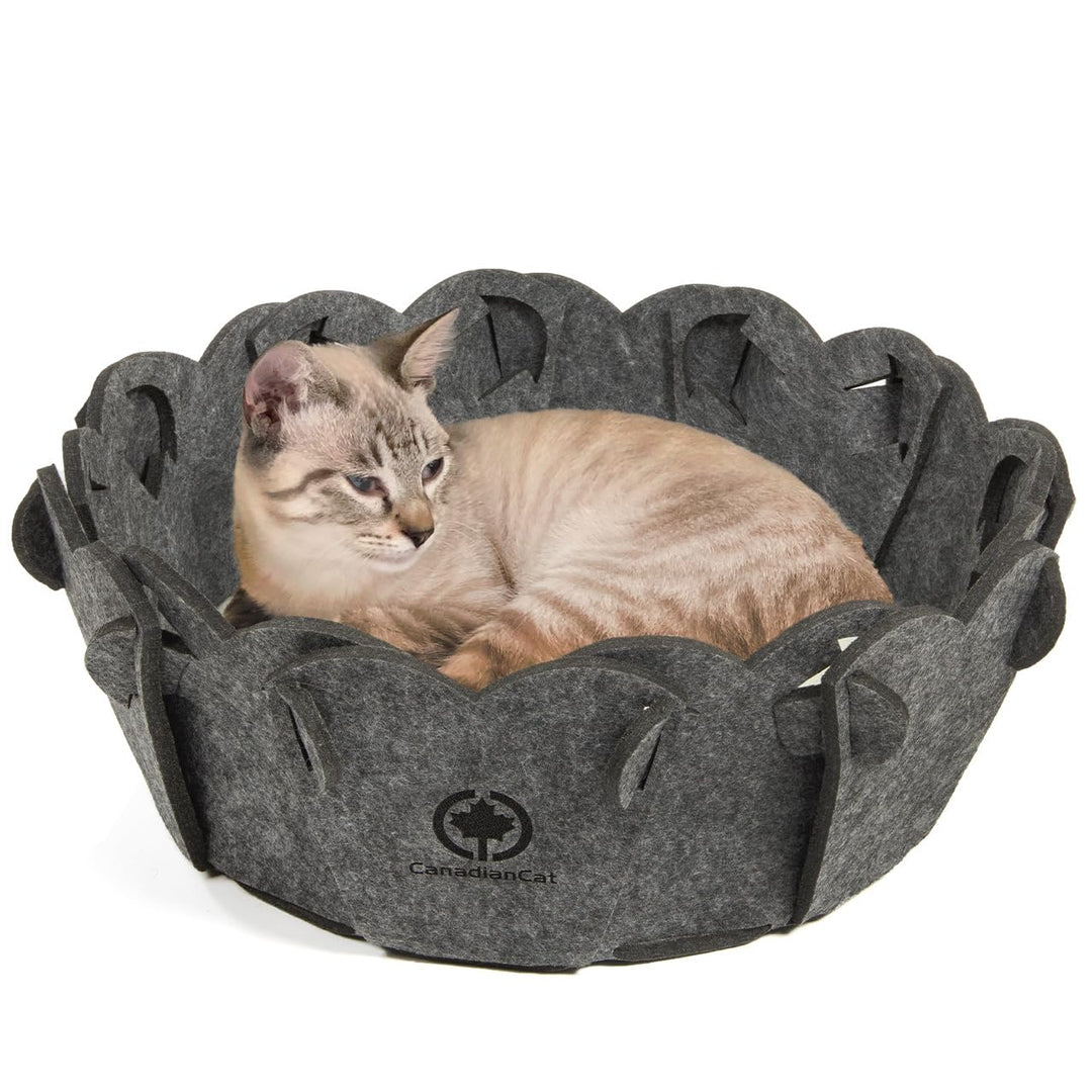 CanadianCat Company | Katzenkorb rund Katzenbett Flower Schlafkörbchen, Katzenkorb aus Filz inkl. Ki