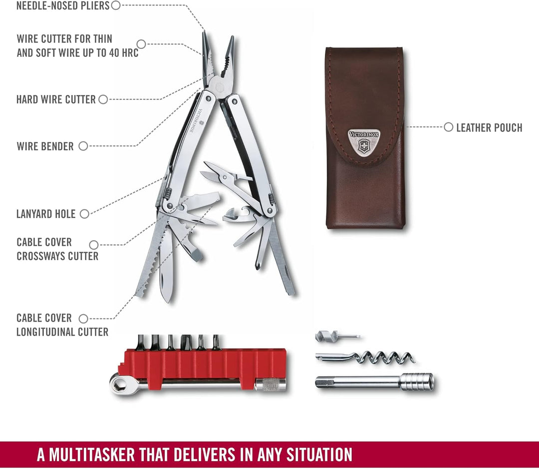 Victorinox Multifunktionswerkzeug Swiss Tool Spirit X Plus Ratchet, 36 Funktionen, Swiss Made, Multi