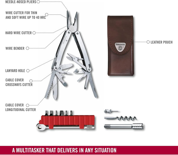 Victorinox Multifunktionswerkzeug Swiss Tool Spirit X Plus Ratchet, 36 Funktionen, Swiss Made, Multi