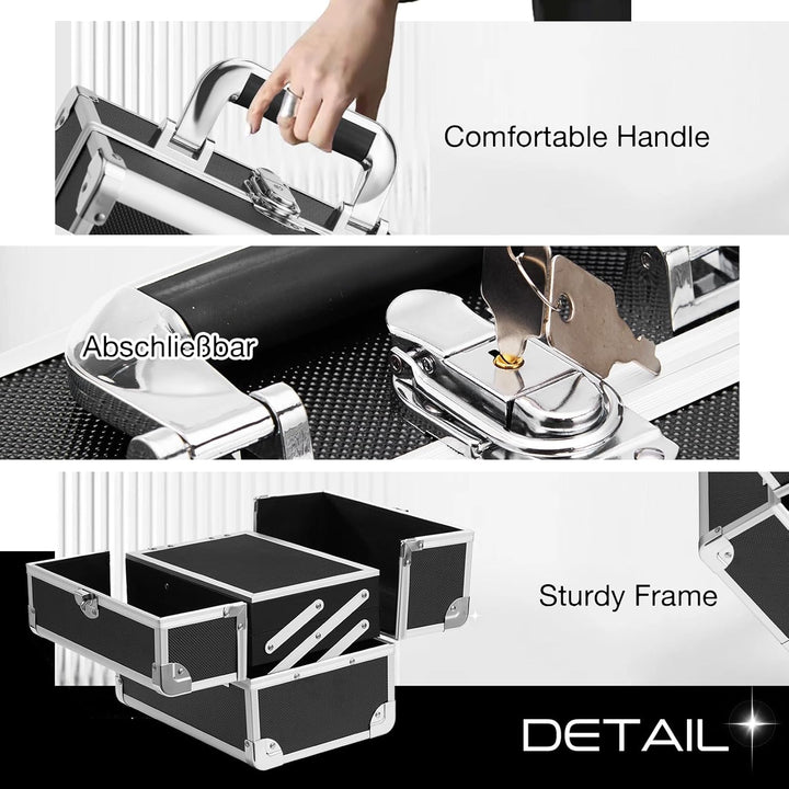 Kosmetikkoffer Schminkkoffer Makeup Koffer Kosmetik Make up Organizer Koffer Multikoffer mit Schlüss