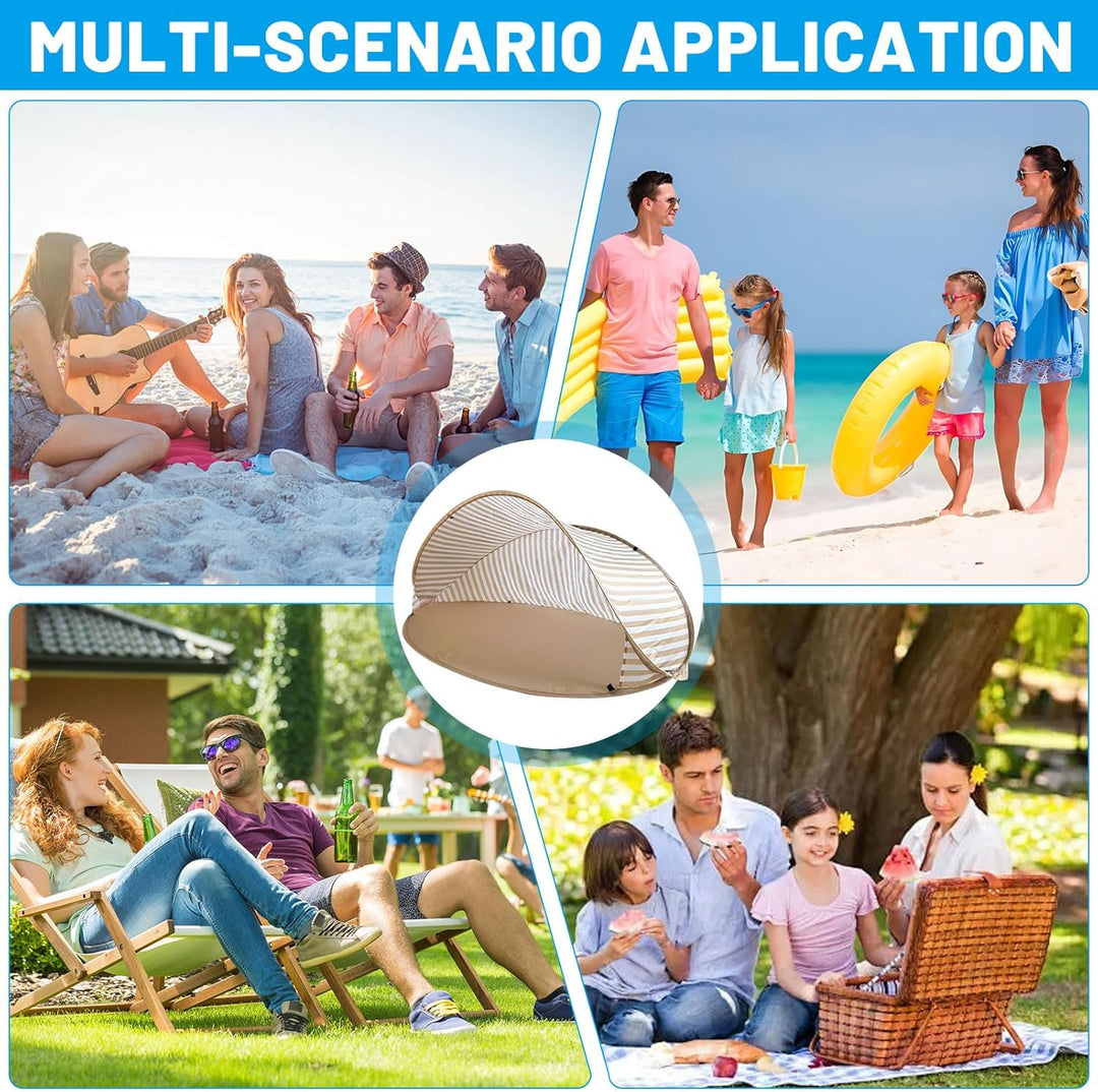 Strandmuschel Pop Up 3-4 Personen, Strandzelt Strand Zelt mit UV-Schutz, Tragbarer Automatisches Win