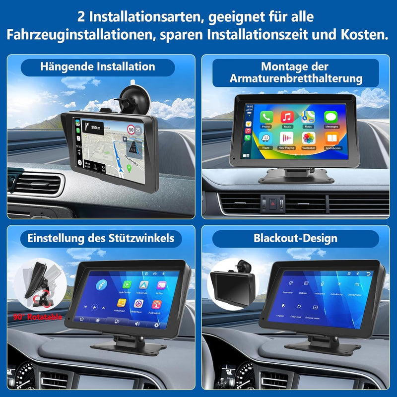 Podofo 7 Zoll Wireless Apple Carplay Android Auto Tragbares Autoradio Touchscreen Auto Stereo Radio