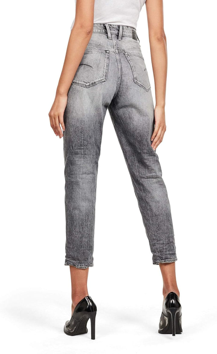 G-STAR Damen Janeh Ultra High Waist Mom Ankle Straight Jeans 25W / 32L Grau (Sun Faded Basalt D16083
