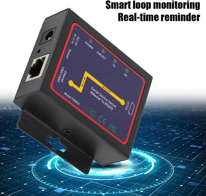 Lazmin 1 Port Ethernet RJ45 zu RS232 Konverter, RJ45 zu RS232 Single Serial Server Plug-In RS-232/48