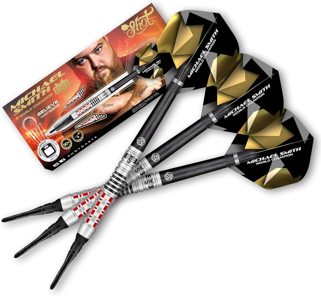 Shot Soft Darts Michael Smith Bully Boy Believe 90% Tungsten Softtip Darts Softdart Hochwertige Tung