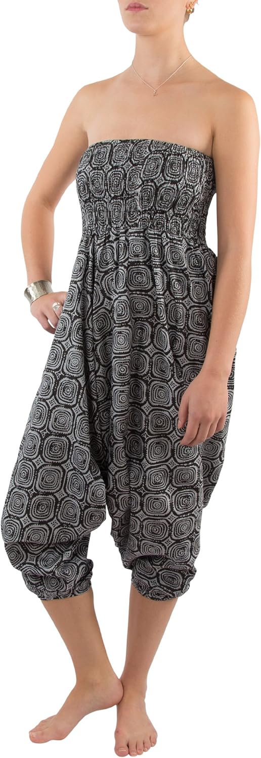 likemary Petite Jumpsuit Damen Sommer - 2-in-1 Haremshose aus Baumwolle - Capri 3/4 Overall mit Tasc