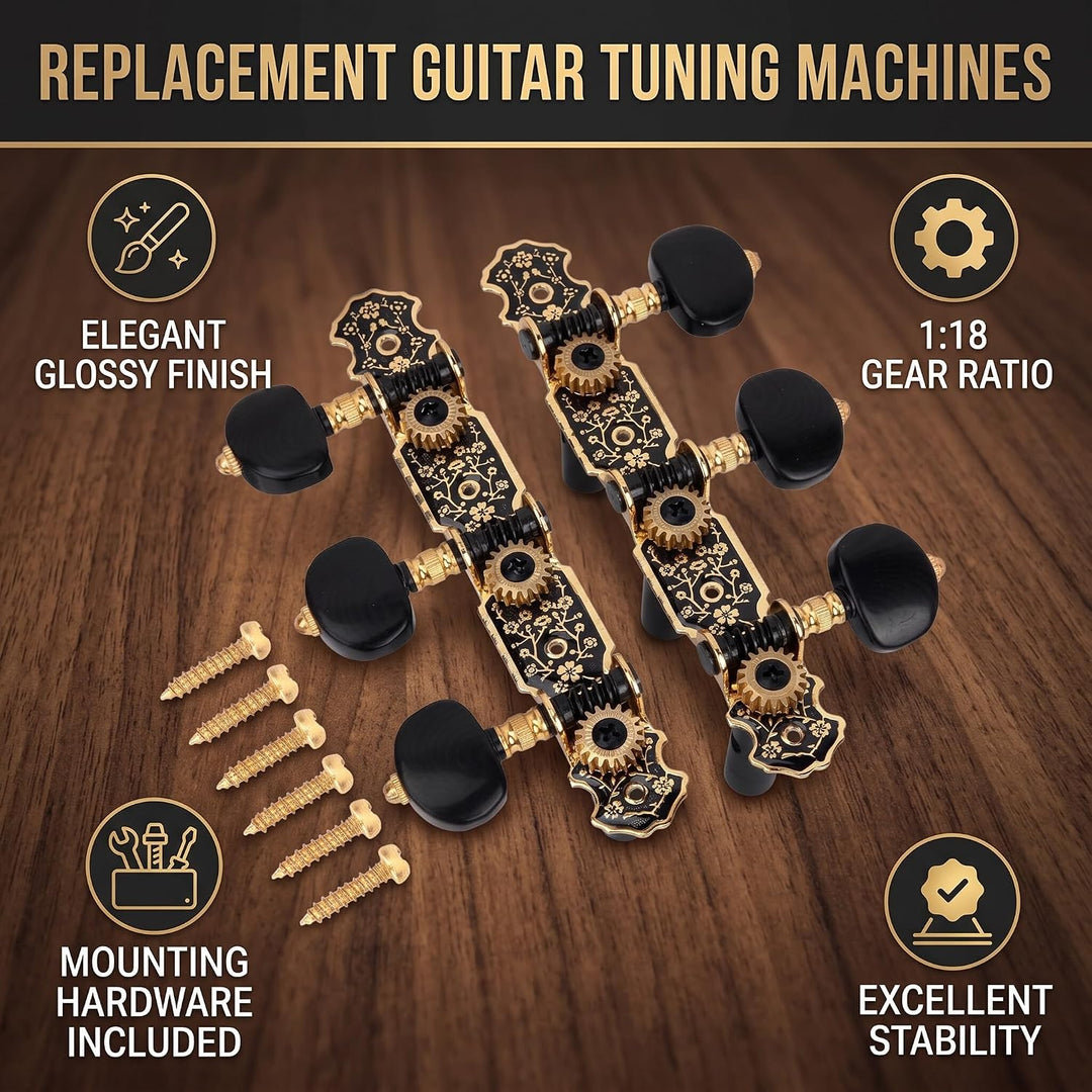 Mechaniken 3 Links 3 Rechts Stimmschlüssel für Klassische Gitarre Wirbel 1:18 Saitenstimmer Ersatzte