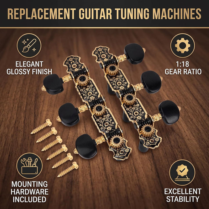 Mechaniken 3 Links 3 Rechts Stimmschlüssel für Klassische Gitarre Wirbel 1:18 Saitenstimmer Ersatzte