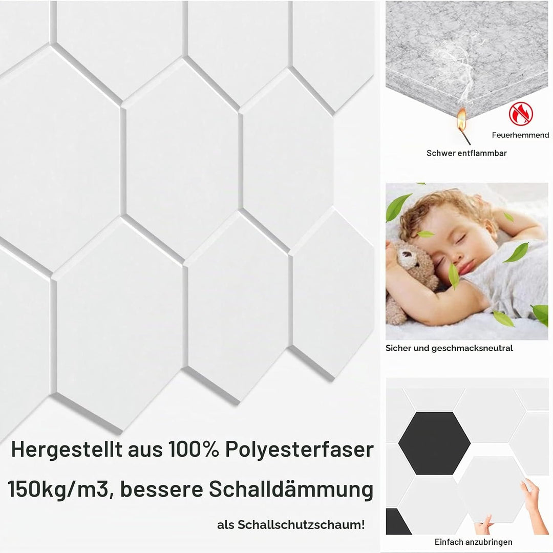 JBER 12 Pack Sechseck-Akustik-Paneele, Schallschutzschaum selbstklebend, 30 X 26 X 1cm High-Density-