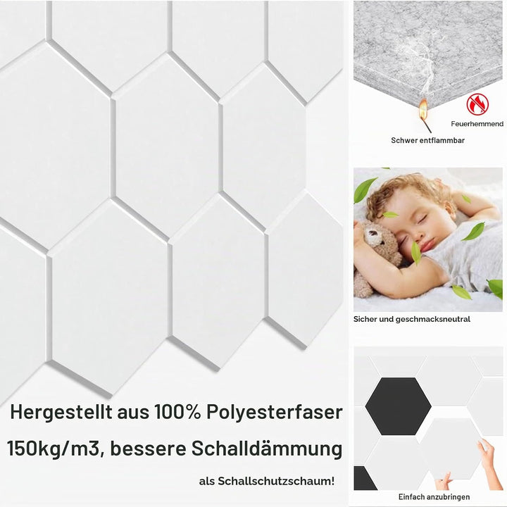 JBER 12 Pack Sechseck-Akustik-Paneele, Schallschutzschaum selbstklebend, 30 X 26 X 1cm High-Density-