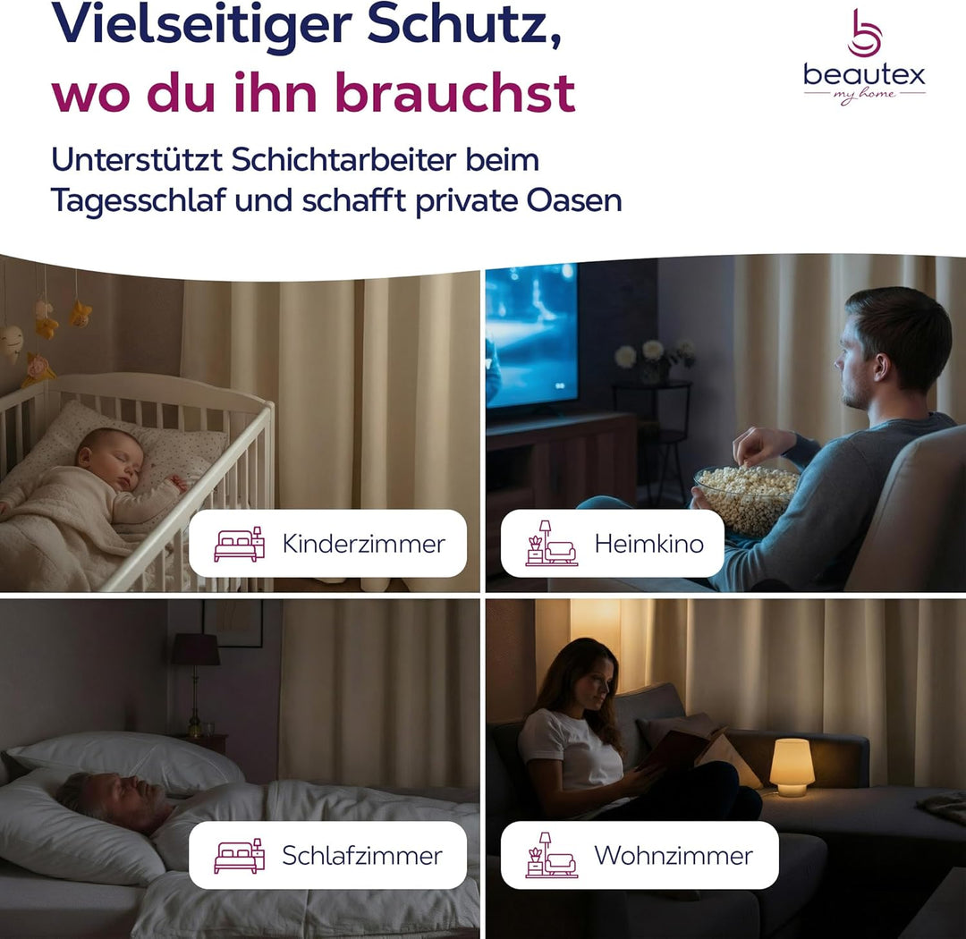 BEAUTEX Verdunkelungsgardine mit Ösen, Blackout Ösenschal Blickdicht abdunkelnd, Grösse und Farbe wä