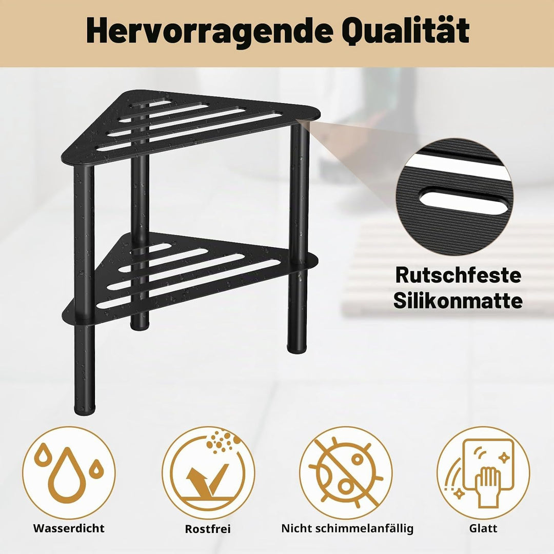 Rostfreier-Eck-Duschfusshocker, Duschfussstützenbank mit Ablagefach für Innendusche, 36CM Höhe, 150K