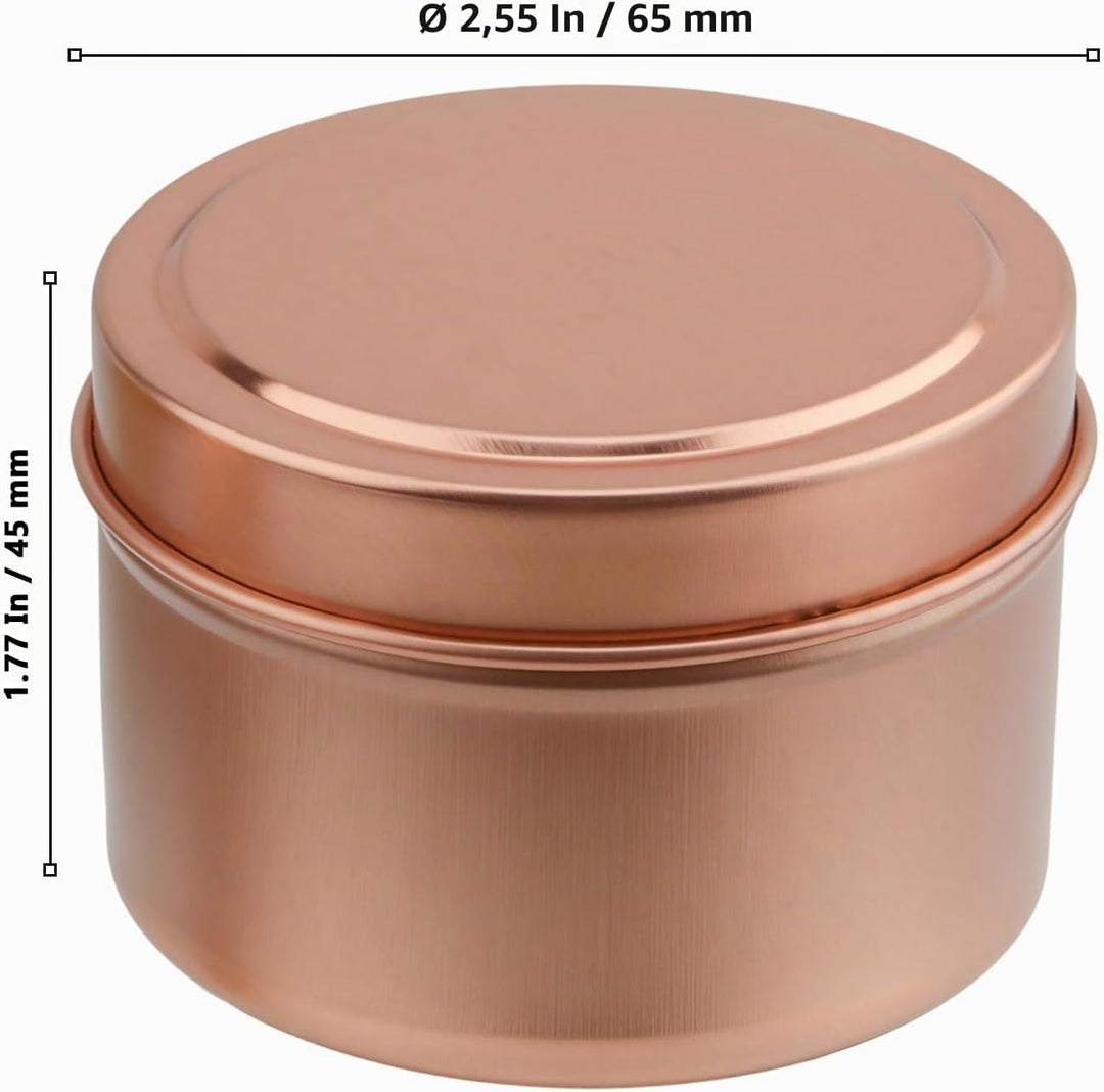 24 Stück 120ml Metall Kerzengläser mit Deckel Rosegold, Leere Kerzendosen zum Kerzen Giessen, Runde