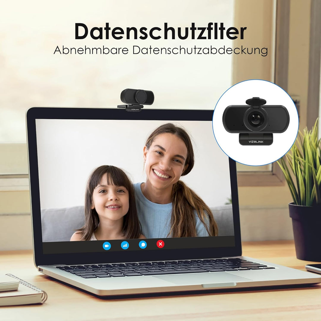 N21A Webcam Full HD 1080P/30PFS PC Kamera mit Dual Mikrofone, 100°Blickfeld, Belichtungskorrektur, F