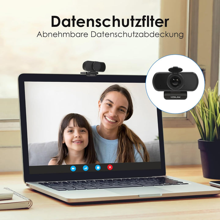 N21A Webcam Full HD 1080P/30PFS PC Kamera mit Dual Mikrofone, 100°Blickfeld, Belichtungskorrektur, F