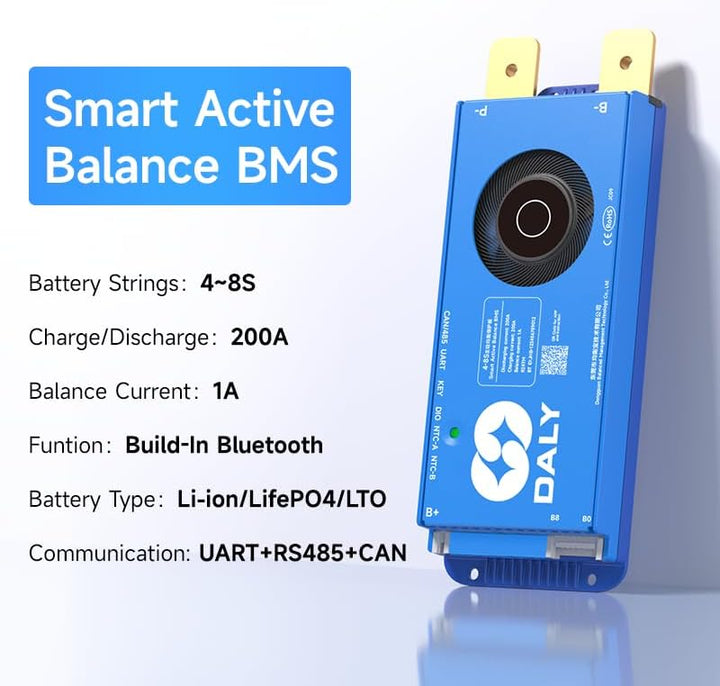 DALY Smart Active Balance BMS 200A 12V-24V 4S-8S Integriertes Bluetooth mit RS485 CAN PCB Batteriesc